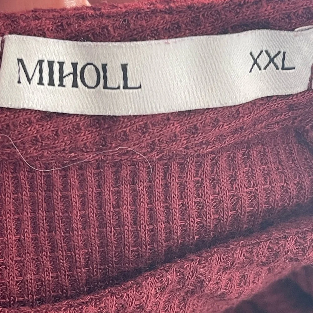 Burgundy Knit Sweater Tunic Lace Long Sleeves Back Zipper Closure Casual XXL